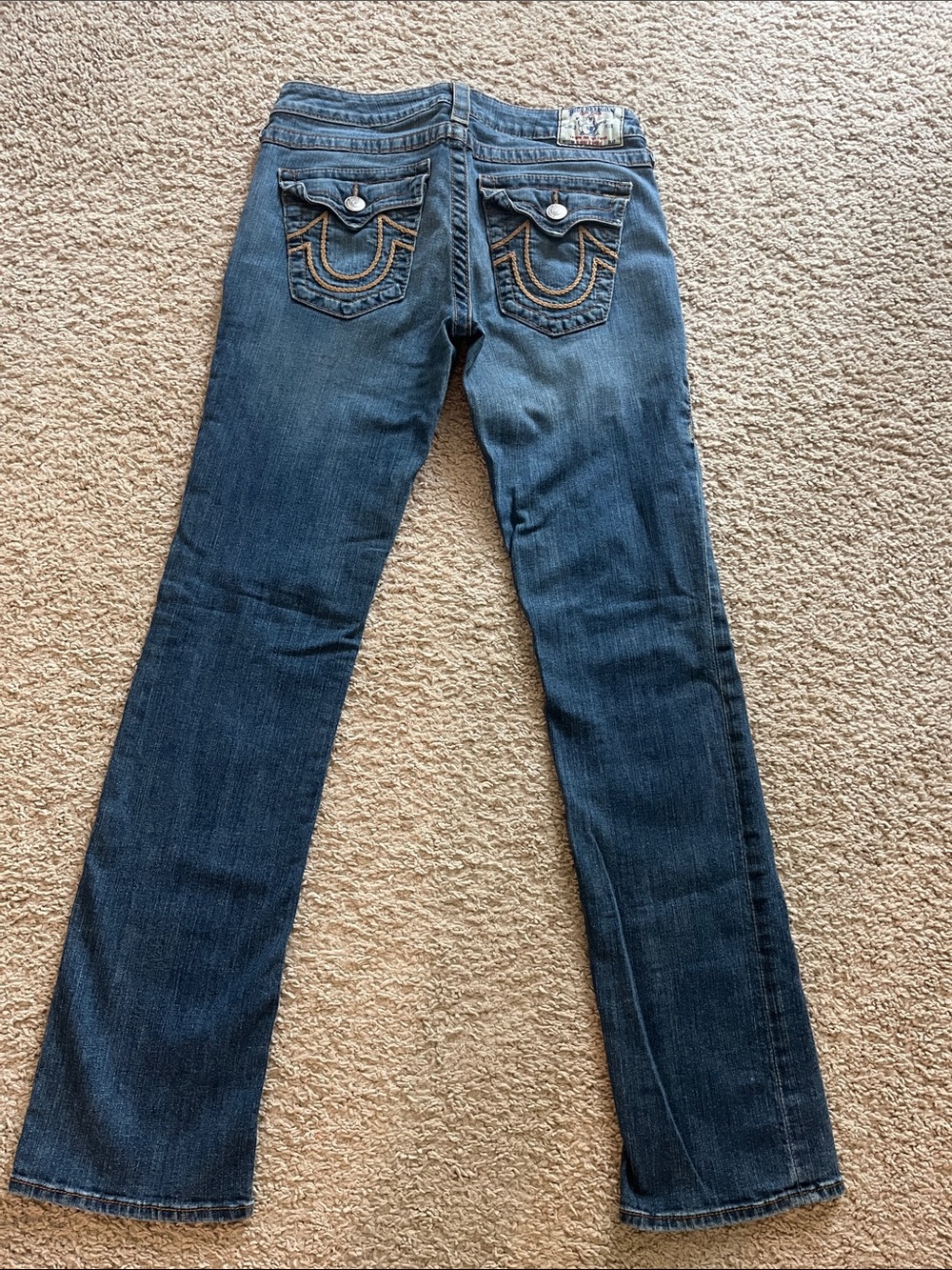 True Religion Women's Indigo Flare Jeans with Signature Back Stitching
